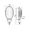 Phare de travail ovale à LED et support de main courante. Classe 3, 2400 Lumens, 10-30V