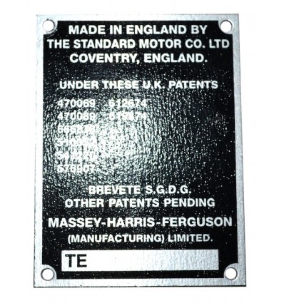 Plaque d'identification TEA, TED, FE35