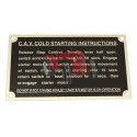 Plaque "CAV Cold Starting" pour FE35