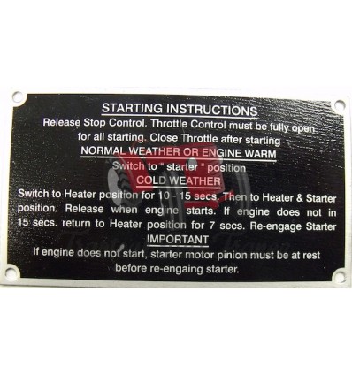 Plaque "Starting Instructions" MF35