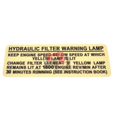 Decal - Hydraulic Filter Warning