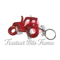 Handmade Resin Tractor Keyring - Red
