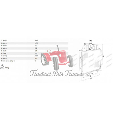 Radiator Case IH 533, 540, 633, 640